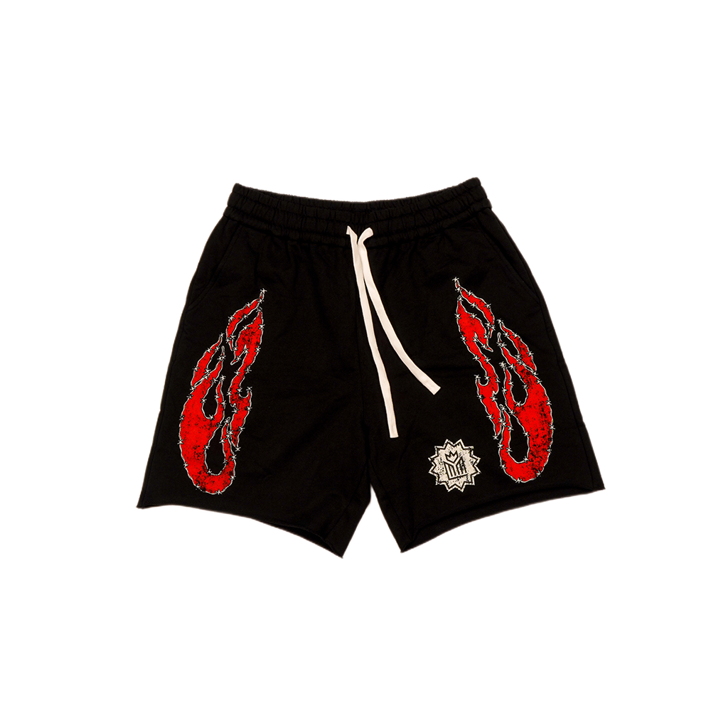 Millii Black and Red Flame Shorts